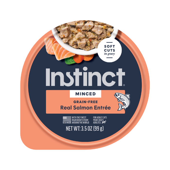 Instinct Minced Cups Salmon Recipe cat 3.5 oz. front package