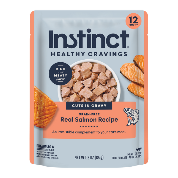Instinct Healthy Cravings Toppers Real Salmon Recipe cat 3 oz. front package