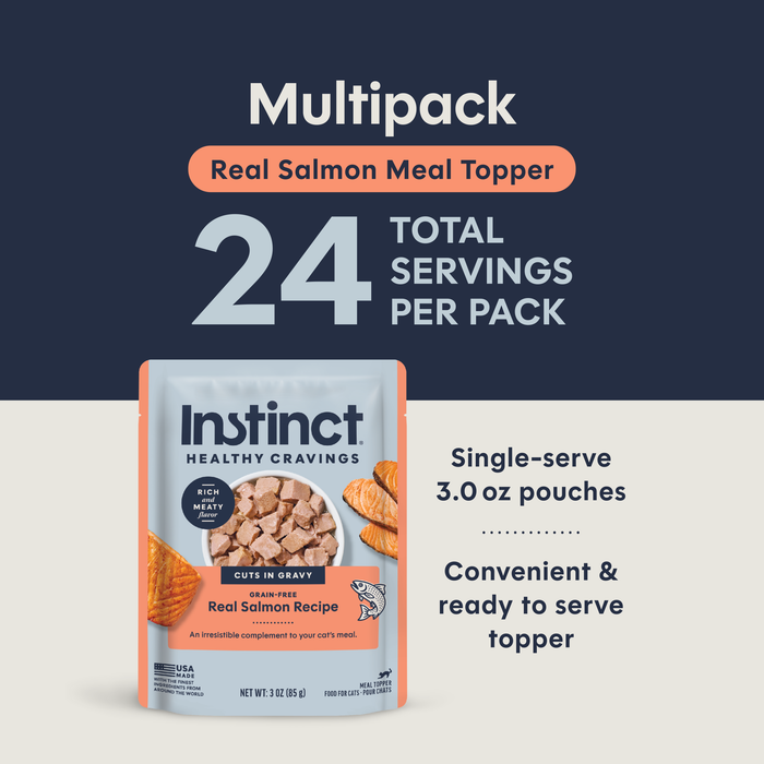 Instinct Healthy Cravings Toppers Real Salmon Recipe cat 3 oz. product benefits and recipe information