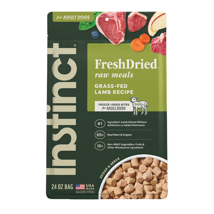 Instinct FreshDried Raw Meals Grass-Fed Lamb Recipe dog 24 oz. front package