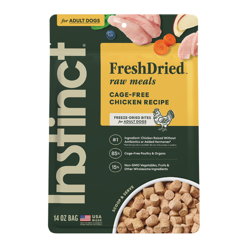 Instinct FreshDried Raw Meals Cage-Free Chicken Recipe dog 14 oz. front package