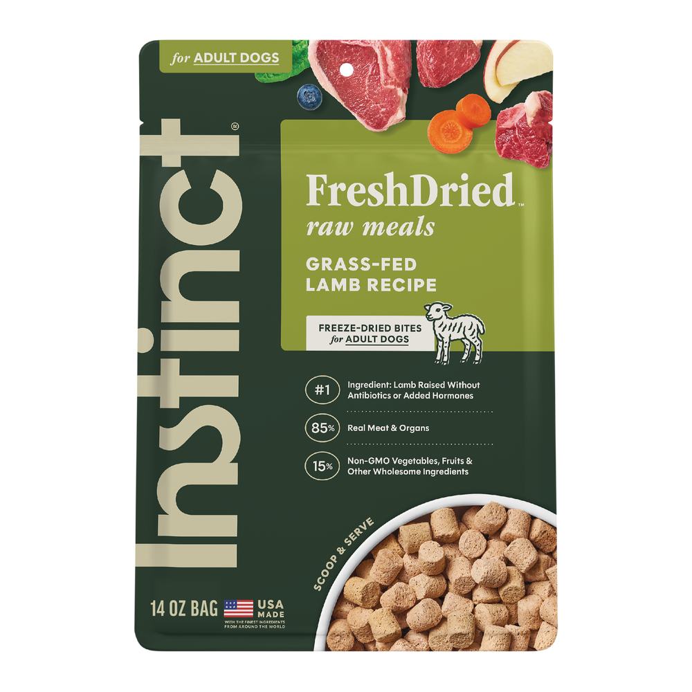Instinct FreshDried Raw Meals Grass-Fed Lamb Recipe dog 14 oz. front package