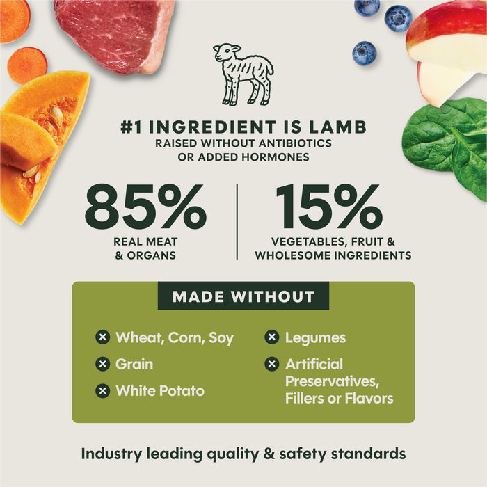 Instinct FreshDried Raw Meals Grass-Fed Lamb Recipe dog 14 oz. product benefits and recipe information