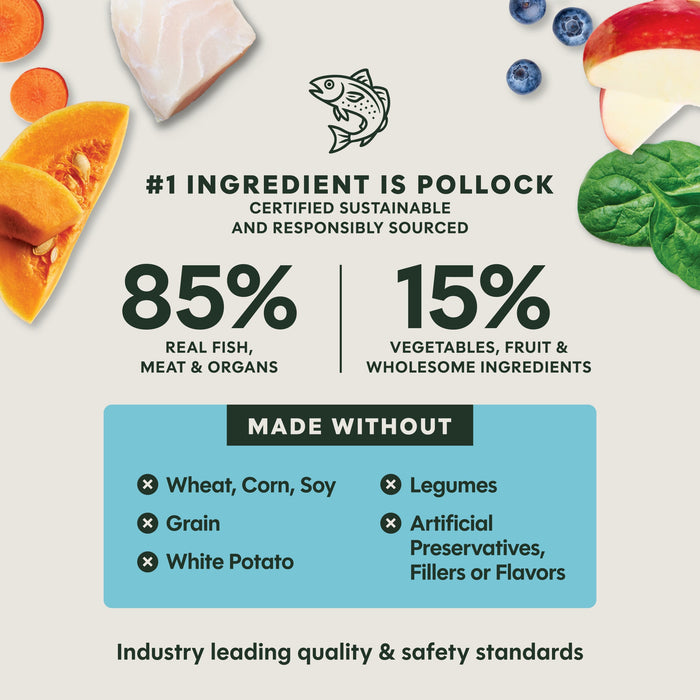 Instinct FreshDried Raw Meals Wild-Caught Pollock Recipe dog 14 oz. product benefits and recipe information