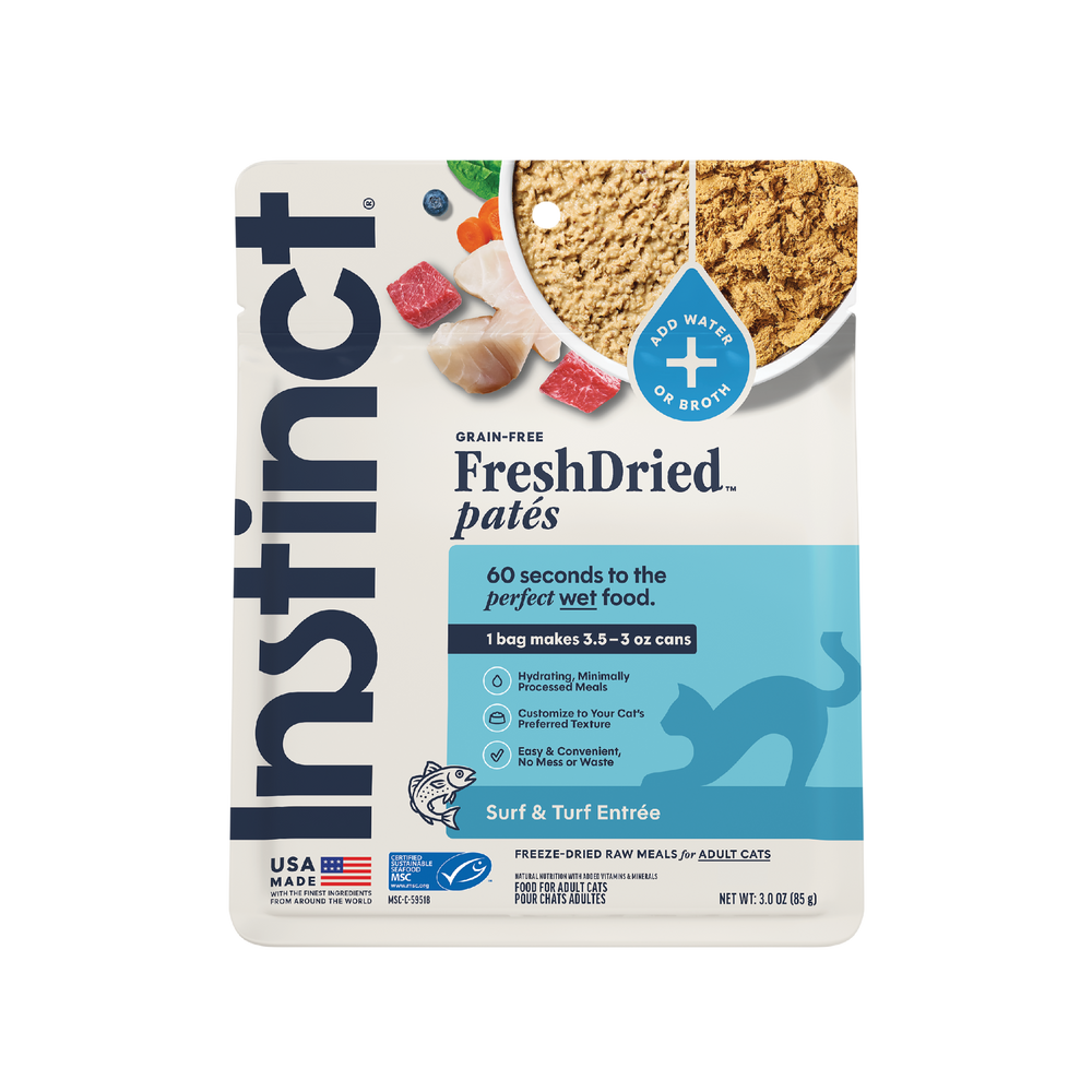 Instinct FreshDried Patés Surf & Turf Recipe cat 3 oz. front package