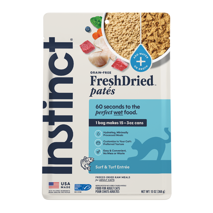 Instinct FreshDried Patés Surf & Turf Recipe cat 13 oz. front package