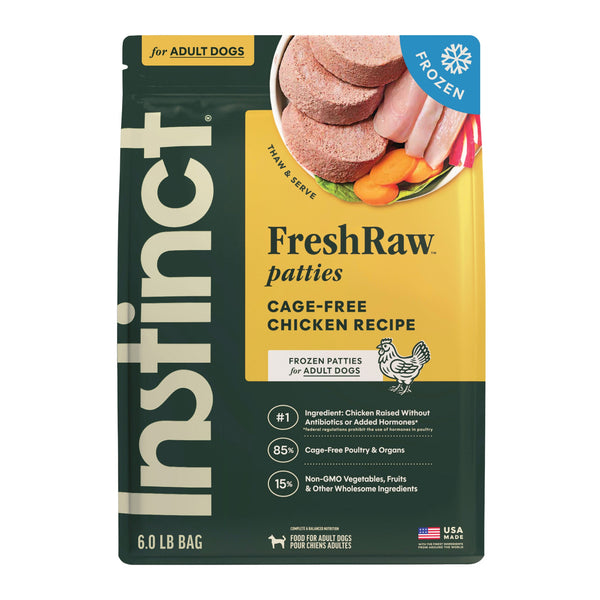 Instinct FreshRaw Patties Cage-Free Chicken Recipe dog 6 lb. front package