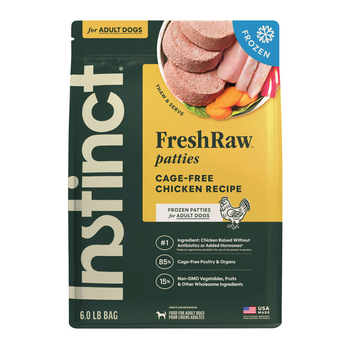 Instinct FreshRaw Patties Cage-Free Chicken Recipe dog 6 lb. front package