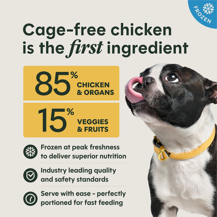 Instinct FreshRaw Patties Cage-Free Chicken Recipe dog 6 lb. product benefits and recipe information