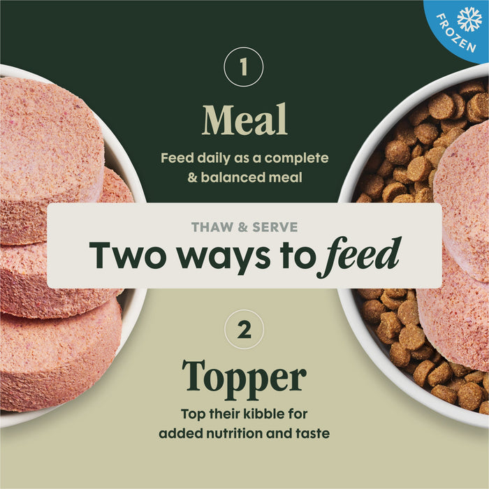 Instinct FreshRaw Patties Cage-Free Chicken Recipe dog 6 lb. product benefits and recipe information