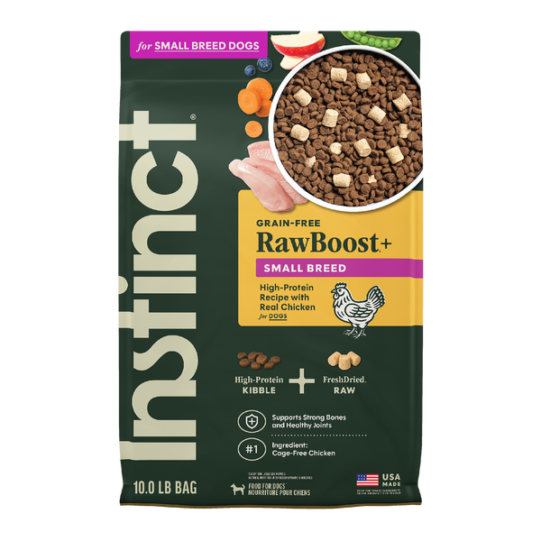 Instinct RawBoost+ Kibble for Small Breed Dogs Real Chicken Recipe dog 10 lb. front package
