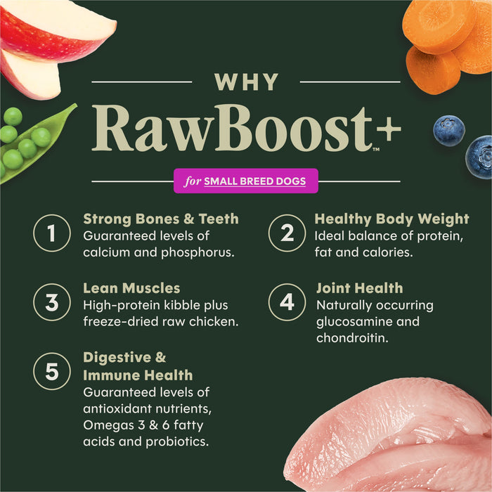 Instinct RawBoost+ Kibble for Small Breed Dogs Real Chicken Recipe dog 10 lb. product benefits and recipe information