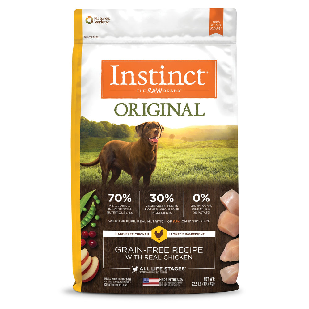 Instinct Original Kibble Real Chicken Recipe dog 22.5 lb. front package
