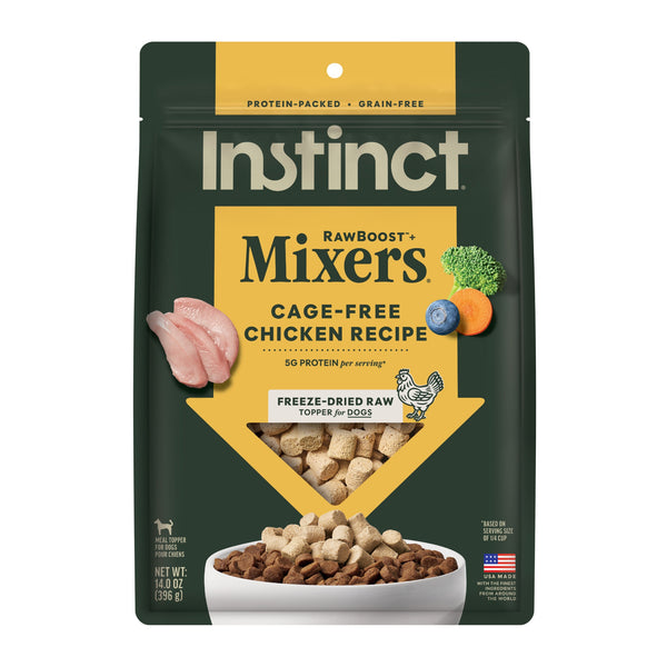 Instinct RawBoost+ Mixers Cage-Free Chicken Recipe dog 14 oz. front package