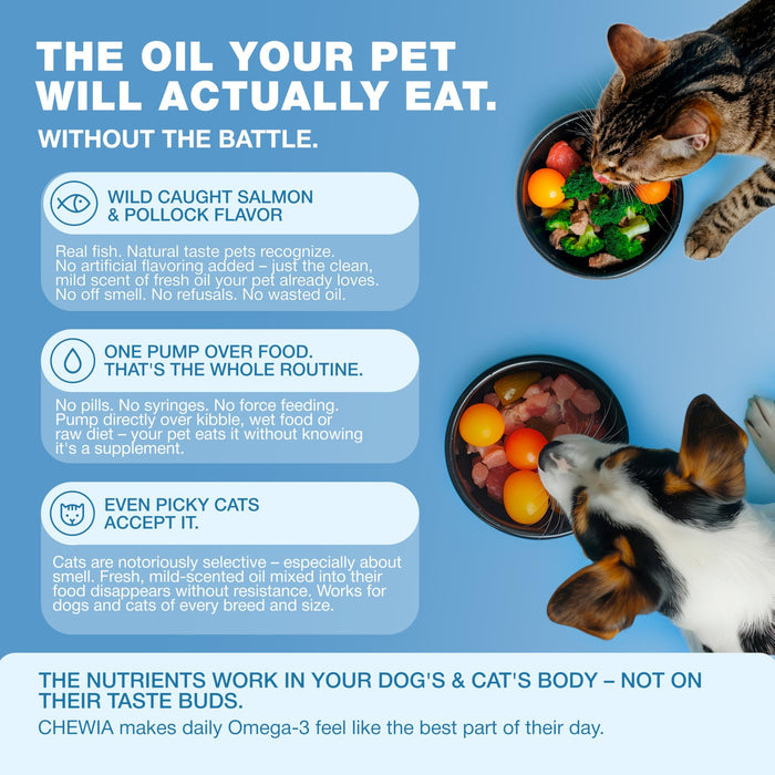 Chewia Pure Omega-3 Fish Oil for Dogs & Cats, Salmon & Pollock, 8 oz