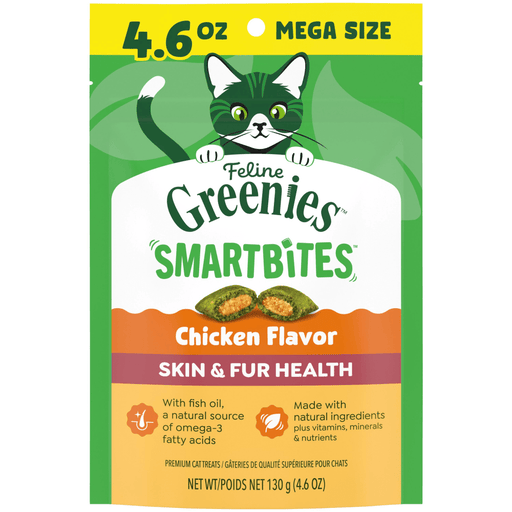 Greenies Feline Smart Bites Healthy Skin & Fur Chicken — manufacturer recipe-family image; package size may differ