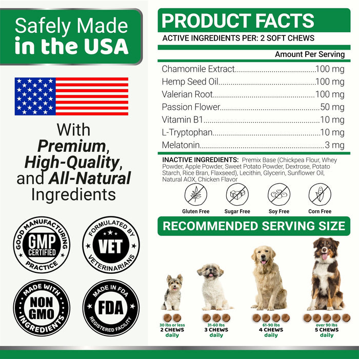 YUMA'S Hemp Calming Soft Chews for Dogs, Chicken Flavor, 170 Count