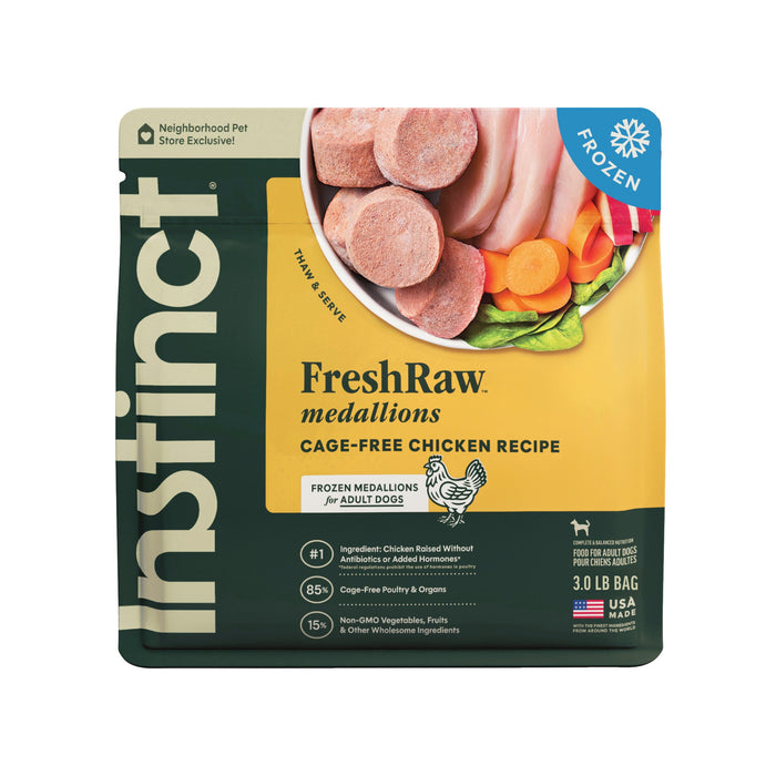 Instinct FreshRaw Medallions Cage-Free Chicken Recipe dog 3 lb. front package