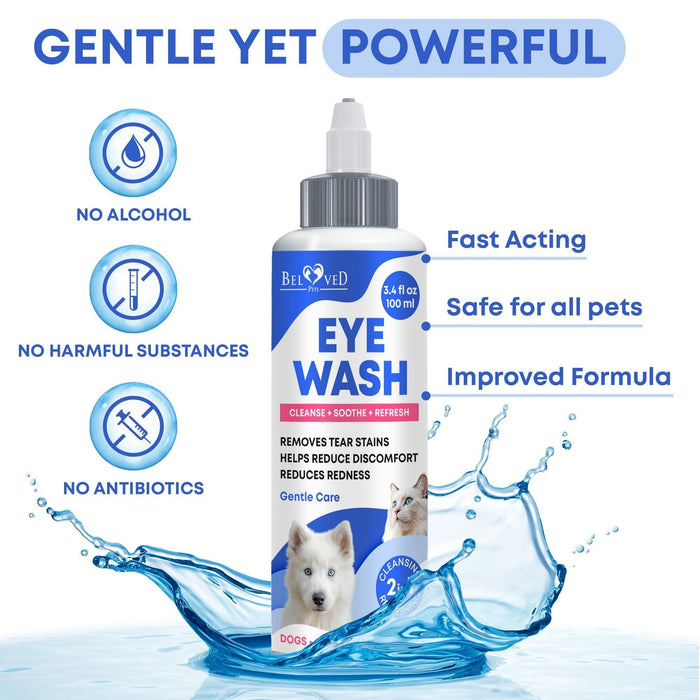 Beloved Pets Eye Wash for Dogs & Cats – 3.4 fl oz (100 mL)