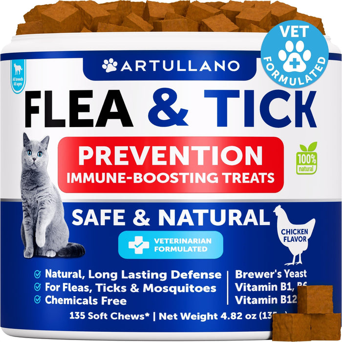 Artullano Flea & Tick Soft Chews for Cats, Chicken Flavor, 135 Count