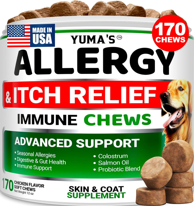 YUMA'S Allergy & Itch Relief Soft Chews for Dogs, Chicken Flavor, 170 Count