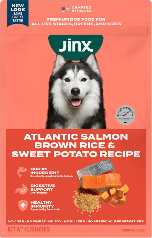 Jinx Premium Dry Dog Food, for All Life-Stages - Real Salmon, Brown Rice & Sweet Potato Kibble with Superfoods for Immune Support & Probiotics for Digestive Support - No Fillers