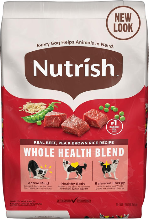 Nutrish Dry Dog Food, Real Beef, Pea & Brown Rice Recipe Whole Health Blend for Adult Dogs (Rachael Ray)