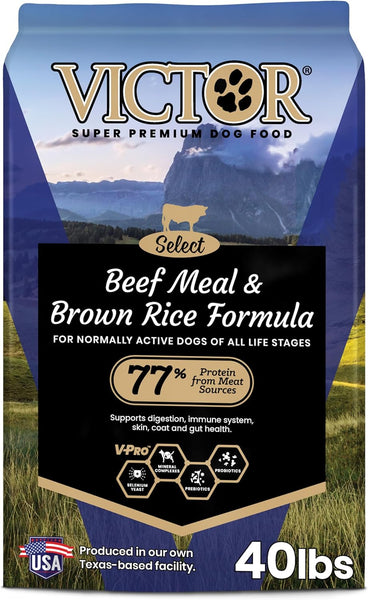 VICTOR Super Premium Dog Food – Select Beef Meal & Brown Rice Formula for Immune and Gut Health – Gluten-Free Beef Meal Dry Dog Food for All Normally Active Dogs of All Life Stages