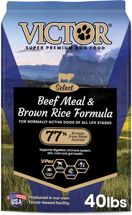 VICTOR Super Premium Dog Food – Select Beef Meal & Brown Rice Formula for Immune and Gut Health – Gluten-Free Beef Meal Dry Dog Food for All Normally Active Dogs of All Life Stages