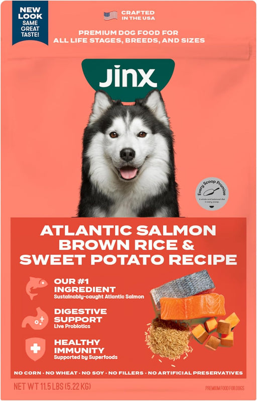 Jinx Premium Dry Dog Food, for All Life-Stages - Real Salmon, Brown Rice & Sweet Potato Kibble with Superfoods for Immune Support & Probiotics for Digestive Support - No Fillers