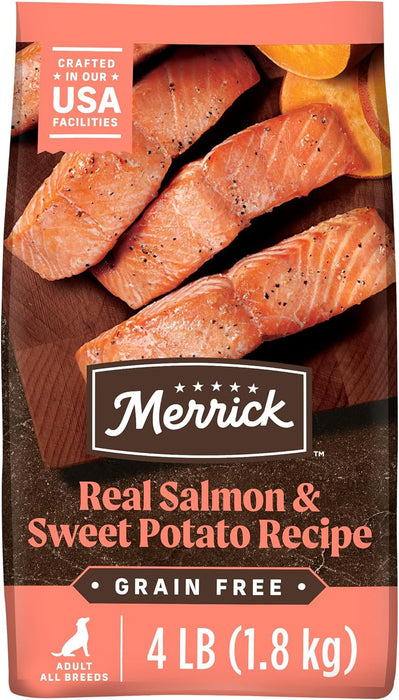 Merrick Premium Grain Free Dry Adult Dog Food, Wholesome And Natural Kibble With Real Salmon And Sweet Potato