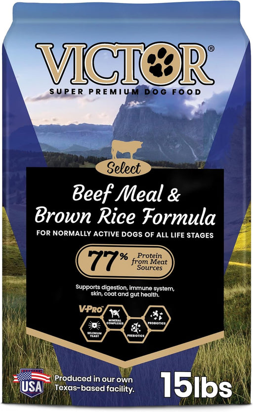 VICTOR Super Premium Dog Food – Select Beef Meal & Brown Rice Formula for Immune and Gut Health – Gluten-Free Beef Meal Dry Dog Food for All Normally Active Dogs of All Life Stages