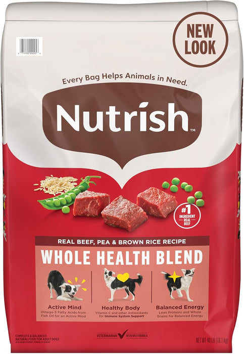 Nutrish Dry Dog Food, Real Beef, Pea & Brown Rice Recipe Whole Health Blend for Adult Dogs (Rachael Ray)