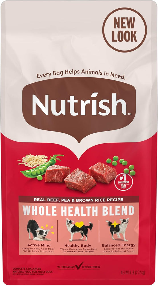 Nutrish Dry Dog Food, Real Beef, Pea & Brown Rice Recipe Whole Health Blend for Adult Dogs (Rachael Ray)