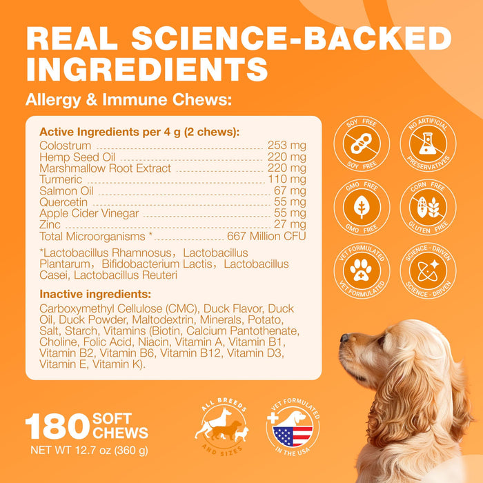 Chewia Allergy & Immune Soft Chews for Dogs, Duck Flavor, 180 Count
