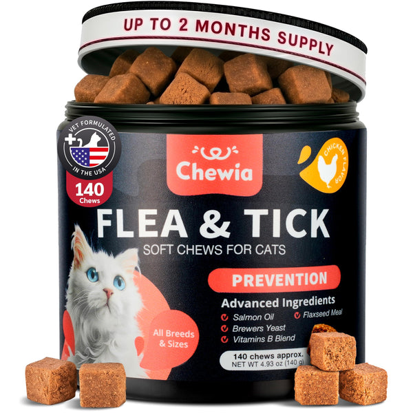 Chewia Flea & Tick Soft Chews for Cats, Chicken Flavor, 140 Count