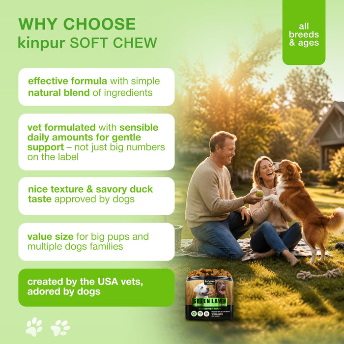 Kinpur Green Lawn Soft Chews for Dogs, Duck, 120 Count