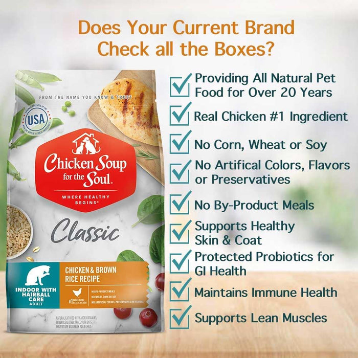 Chicken Soup for the Soul Indoor Recipe with Chicken & Brown Rice Dry Cat Food