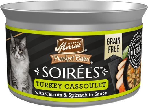 Merrick Purrfect Bistro Soirees Turkey Cassoulet Chunky Gravy Grain-Free Wet Cat Food, 2.75-oz can, case of 24