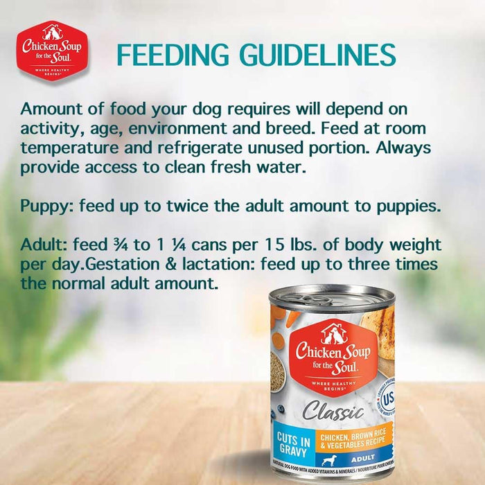 Chicken Soup for the Soul Adult Chicken, Brown Rice & Vegetables Cuts in Gravy Wet Dog Food
