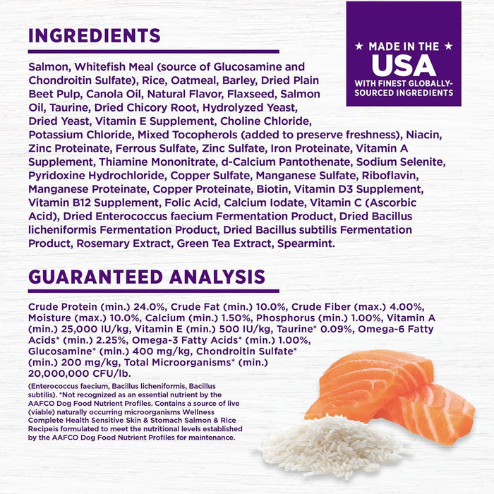 Wellness Complete Health Sensitive Skin & Stomach Salmon & Rice Dry Dog Food