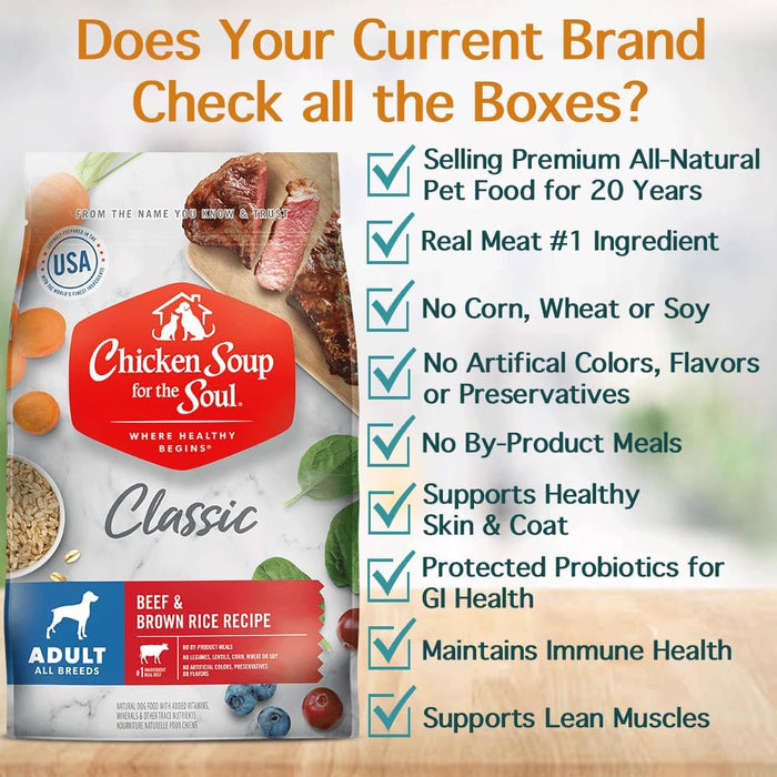 Chicken Soup for the Soul Adult Beef & Brown Rice Recipe Dry Dog Food
