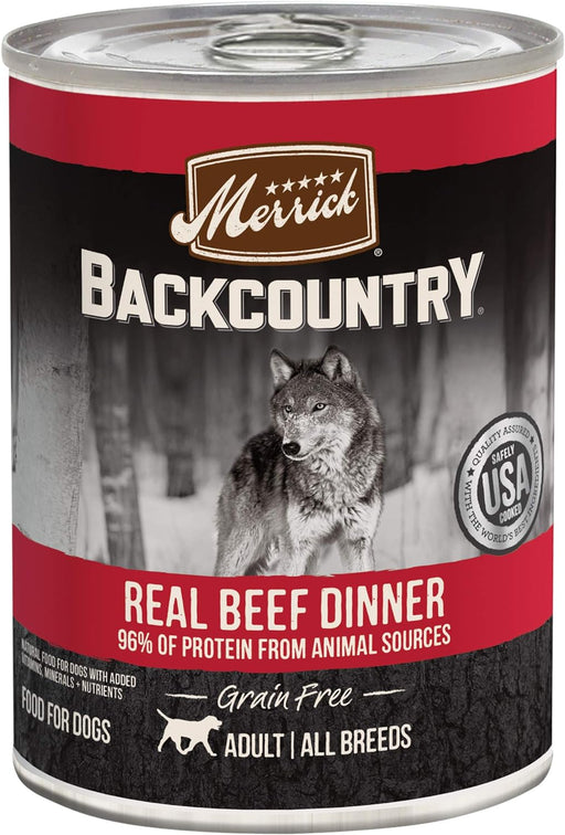 Merrick Backcountry Grain-Free 96% Real Beef Dinner Recipe Canned Dog Food