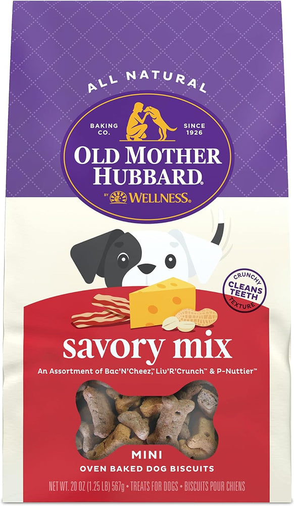 Old Mother Hubbard by Wellness Classic Savory Mix Natural Mini Oven-Baked Biscuits Dog Treats, 20-oz bag