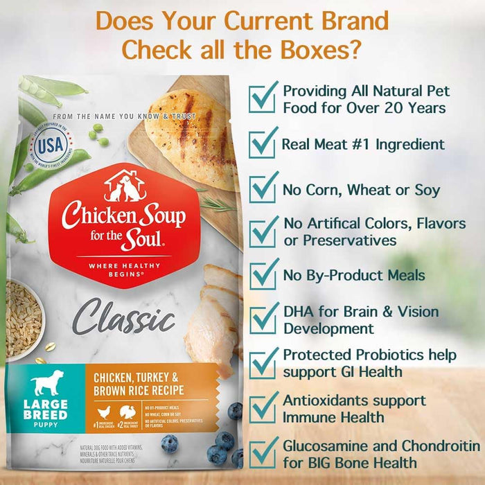 Chicken Soup for the Soul Large Breed Puppy Recipe with Chicken, Turkey & Brown Rice Dry Dog Food