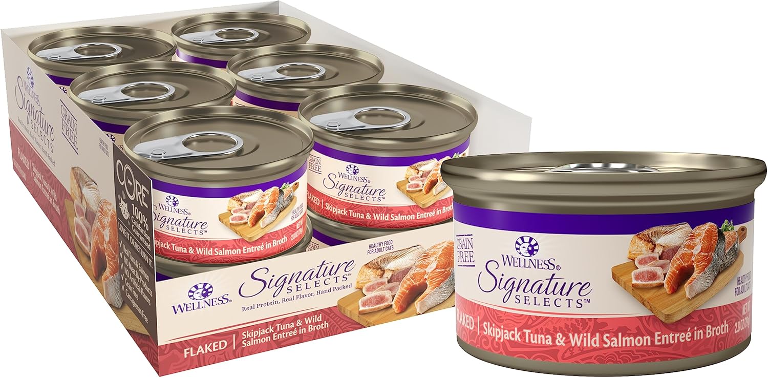 Wellness Signature Selects Grain-Free Tuna & Salmon Flaked in Broth Wet Cat Food