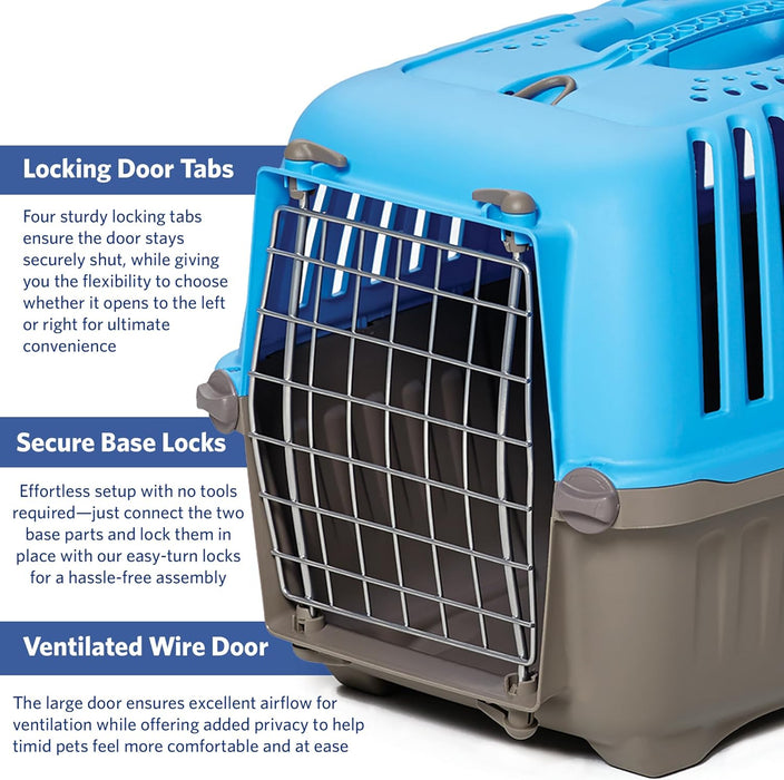 MidWest Spree 19-Inch Hard-Sided Pet Carrier for Dogs & Cats – Blue