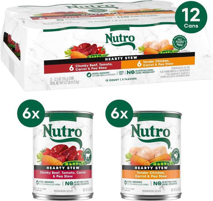 Nutro Hearty Stew Chicken & Beef Wet Dog Food Variety Pack, 12.5-oz, 12 Count