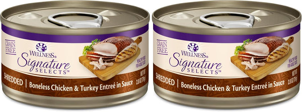 Wellness Signature Selects Grain-Free Shredded White Meat Chicken & Turkey Entrée in Sauce Wet Cat Food
