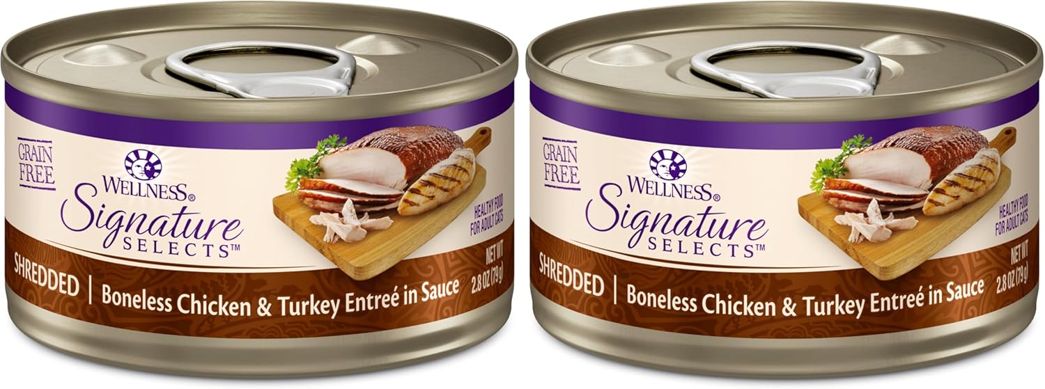Wellness Signature Selects Grain-Free Shredded White Meat Chicken & Turkey Entrée in Sauce Wet Cat Food